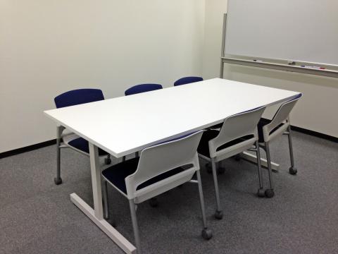 Anders Study Room equipped with rectangular table and six chairs